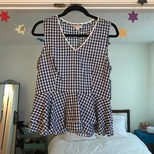 NWT Nanette Lepore Gingham Peplum Blouse (size M)